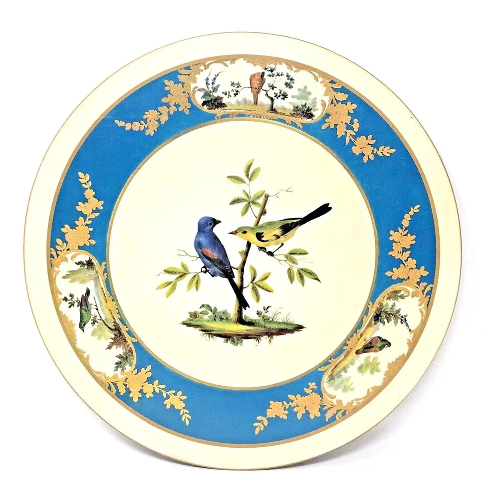 VTG Clover Leaf Wild Bird Cork Trivet Hot Pad King Fisher Golden Finch Set Of 3
